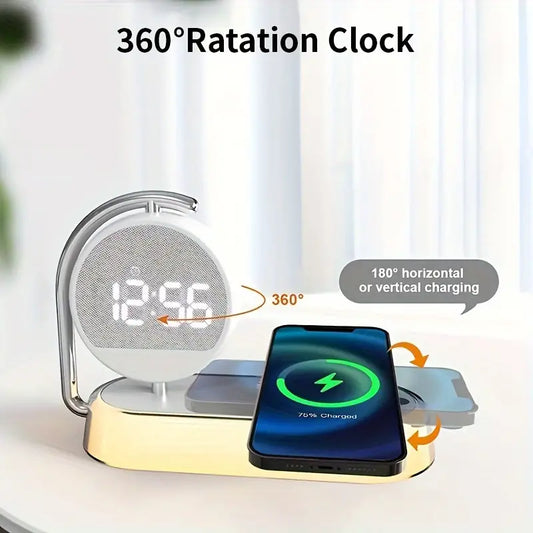 Fantasy Tropical Night Light & Wireless Charger Stand with Digital Alarm Clock