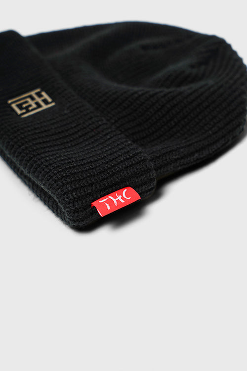 Emblem Ribbed Fisherman Beanie-1